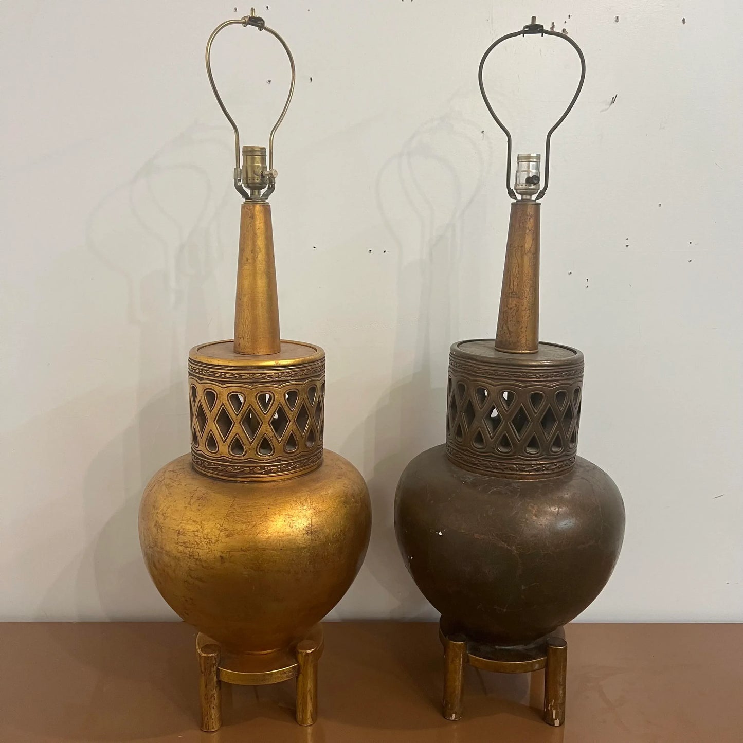 Pair of Mid-20th Century James Mont Oversize Lamps