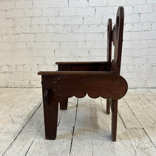 Folk Art Wooden Chair With Great Lines and Shape.