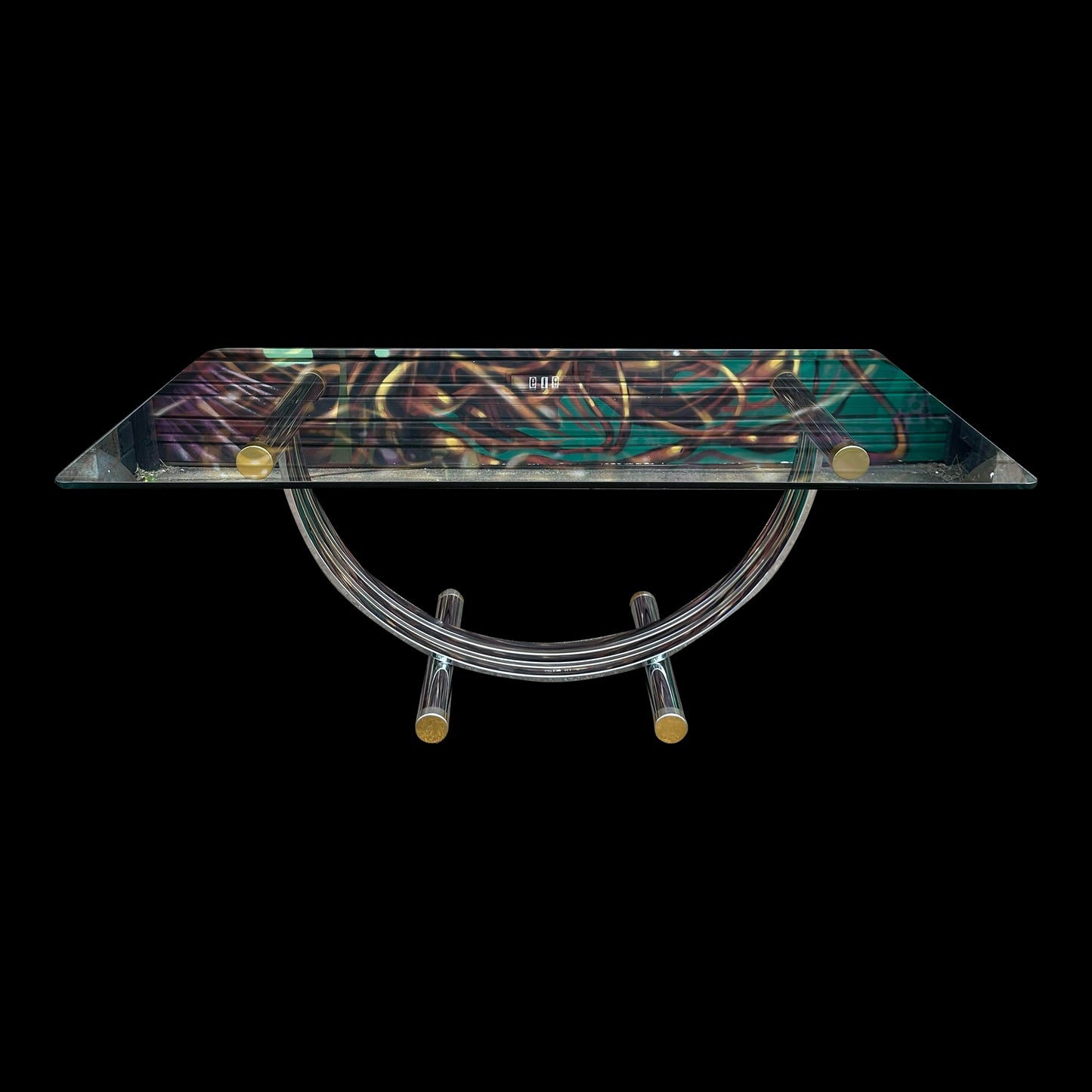 Romeo Rega Harp Shaped Chrome and Brass Dining Table