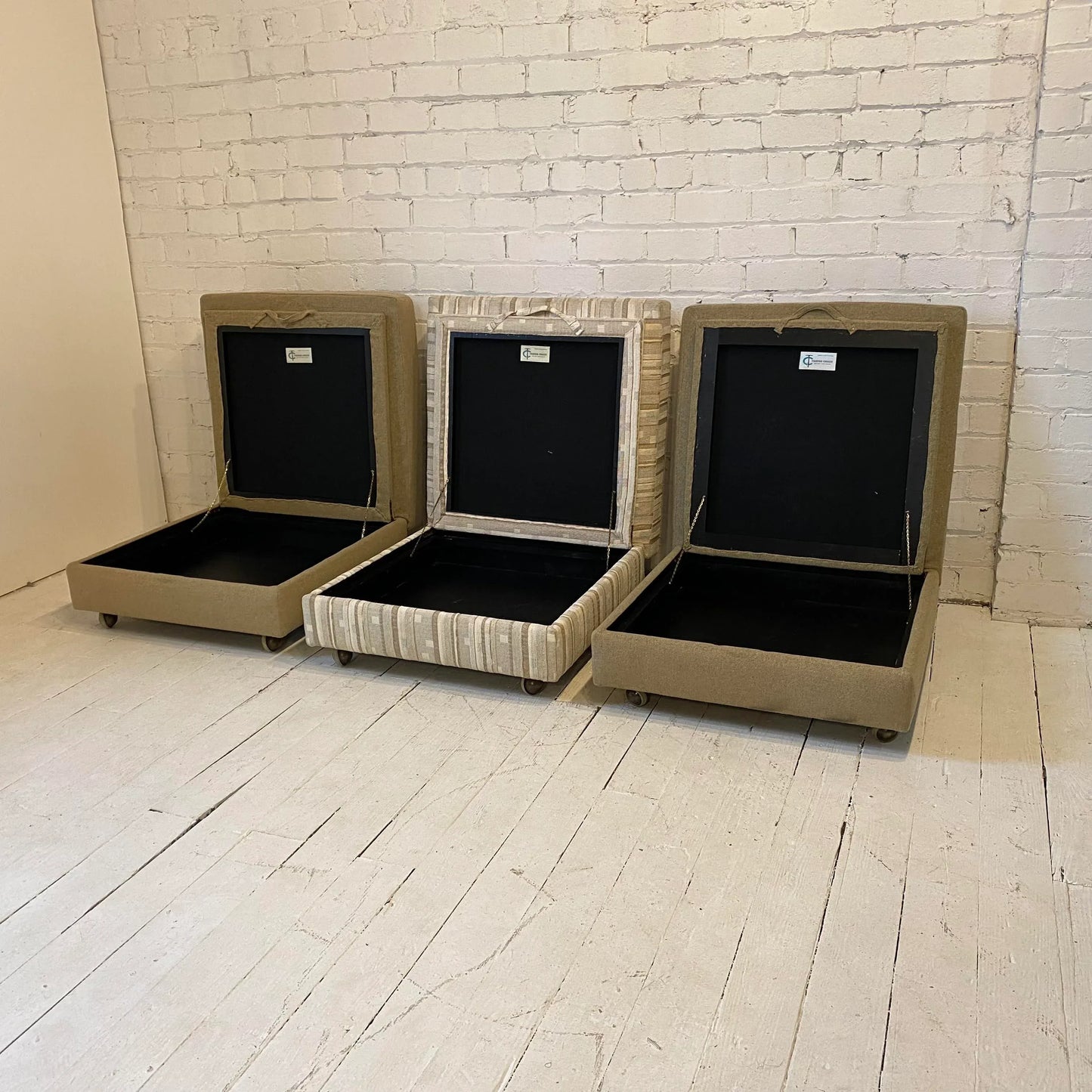 Milo Baughman for Thayer Coggin Storage Ottoman on Castors - 3 Pieces