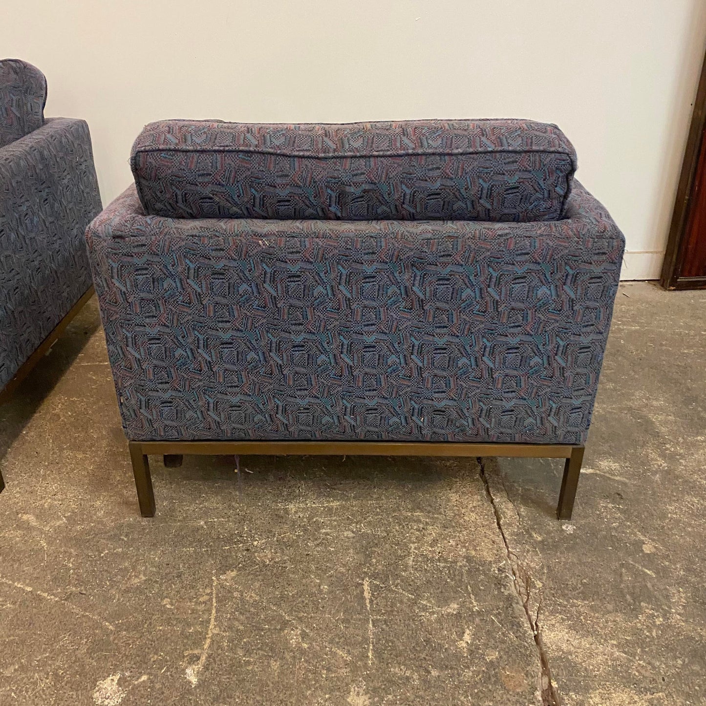 Mid-Century Modern Club Chairs Attributed to Florence Knoll With Bronze Legs