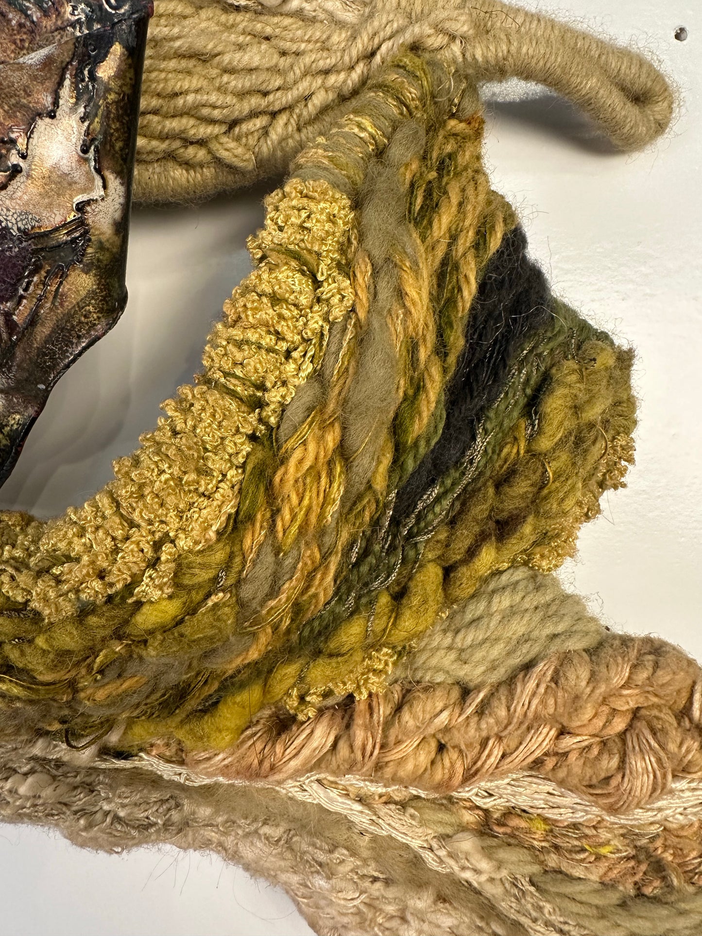 Fiber and Enamel Wall Art Hanging 70’s