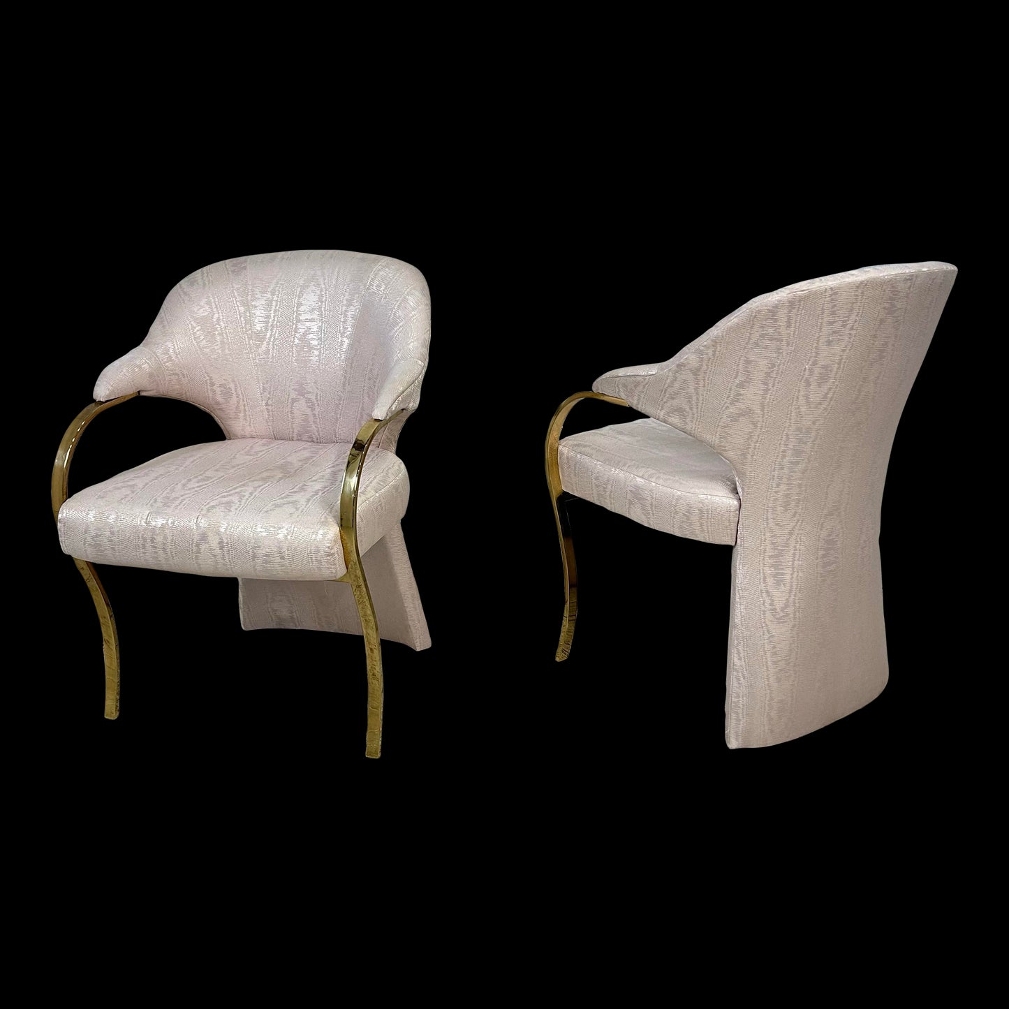 Pair of Carson’s Art Deco Hollywood Regency Brass Arm Cantilever Chairs