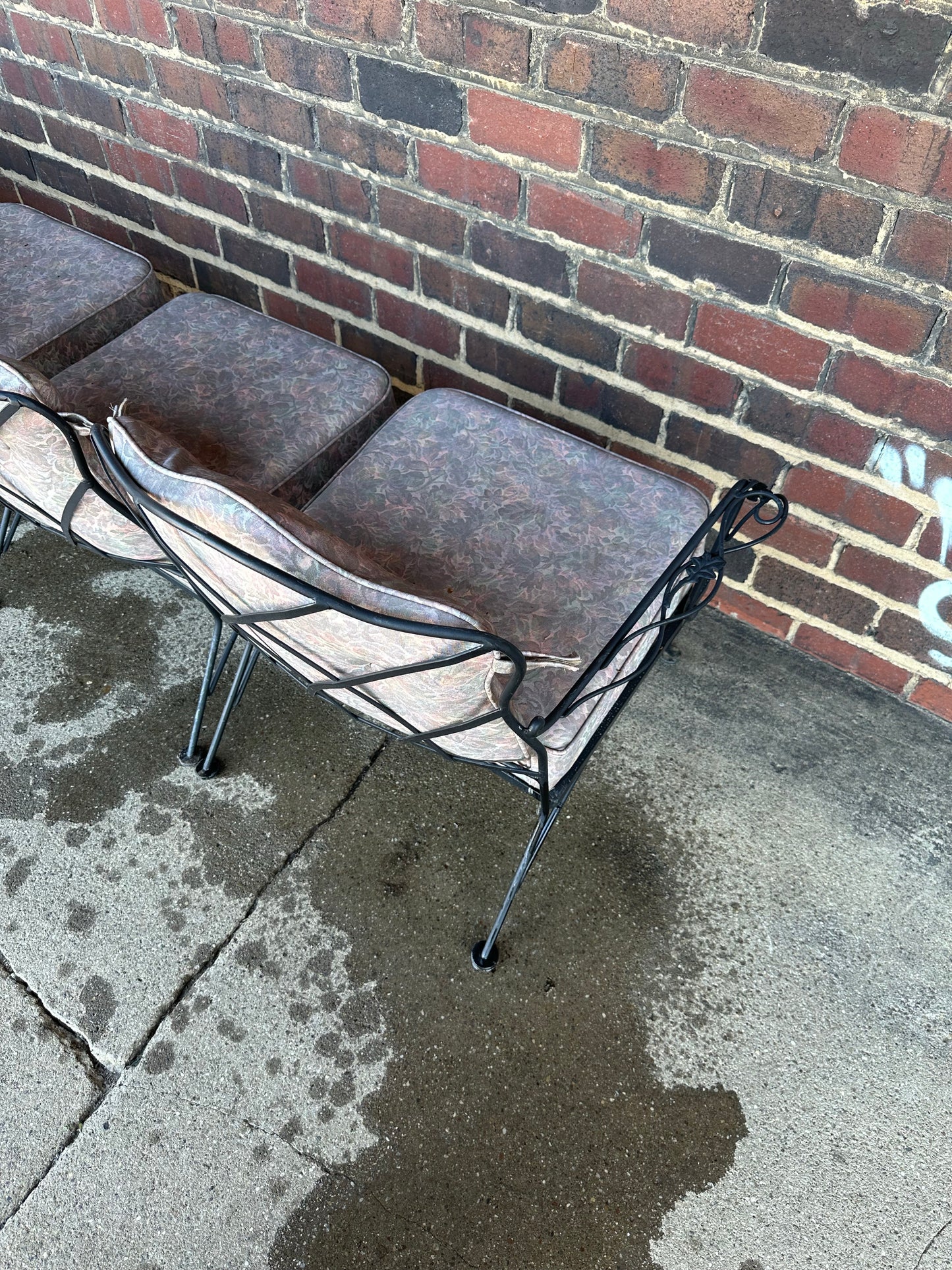 Vintage Woodard Six Piece Sectional Sofa Wrought Iron Patio Furniture, Attributed