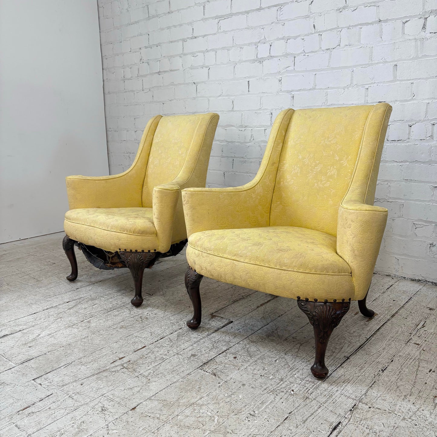 Pair of Traditional Wide Arm Antique Chairs