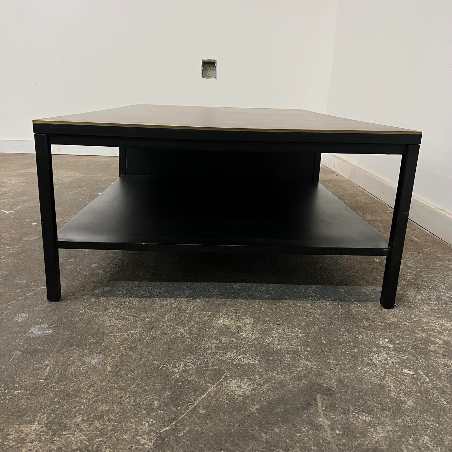 Paul McCobb for Calvin Leather Top Brass Trim Black Coffee Table
