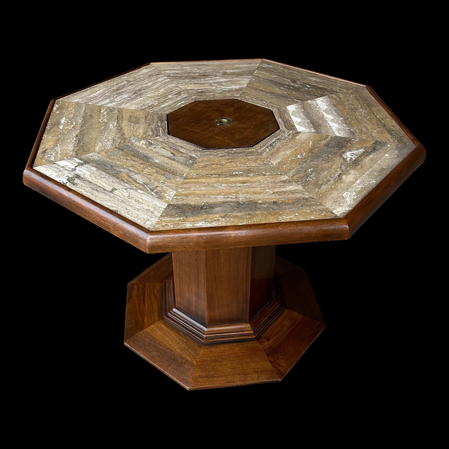 Octagonal Marble Top Game Table Possibly Harvey Probber Hidden Compartment