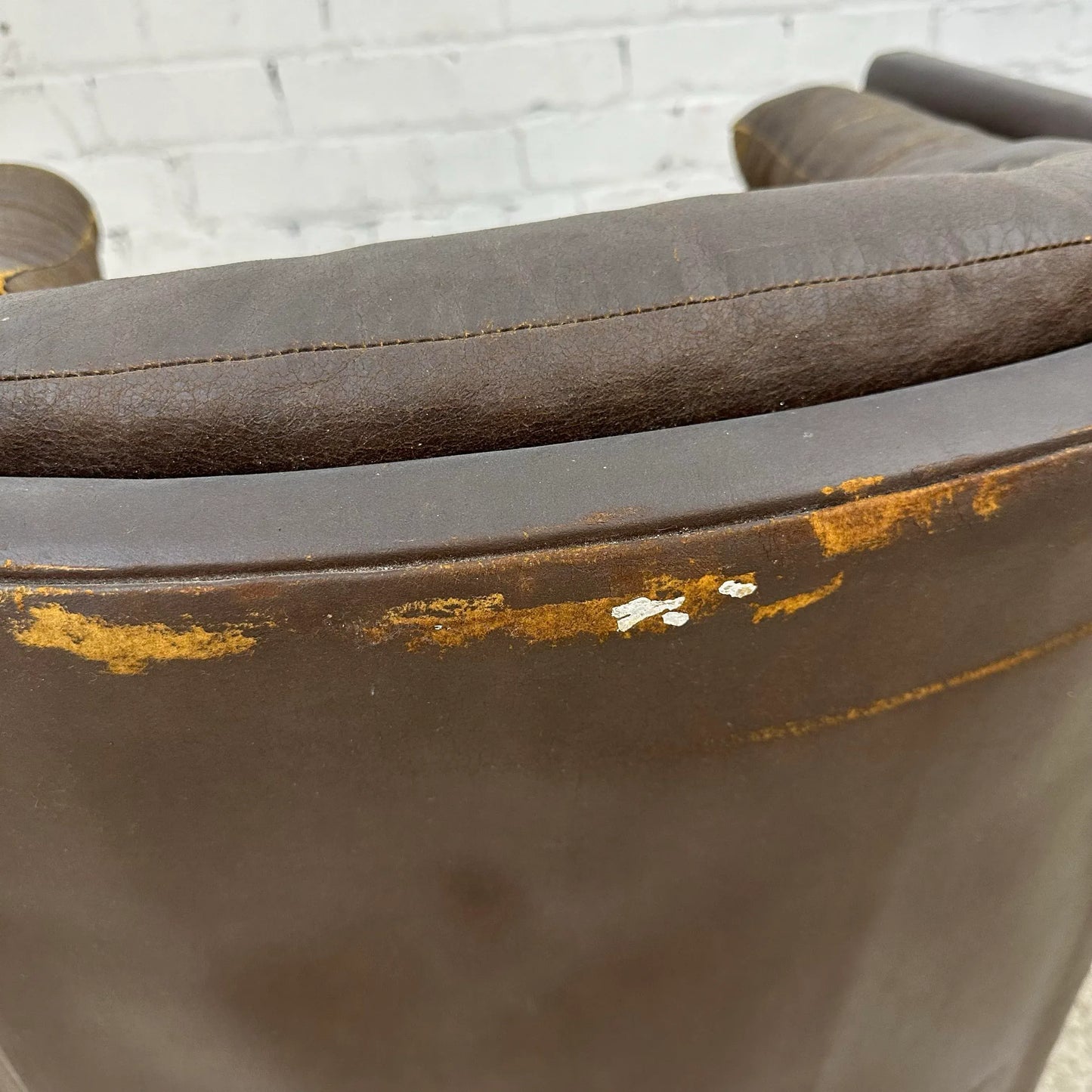 Brown Vinyl Lounge Chair With Ottoman Milo Baughman Style
