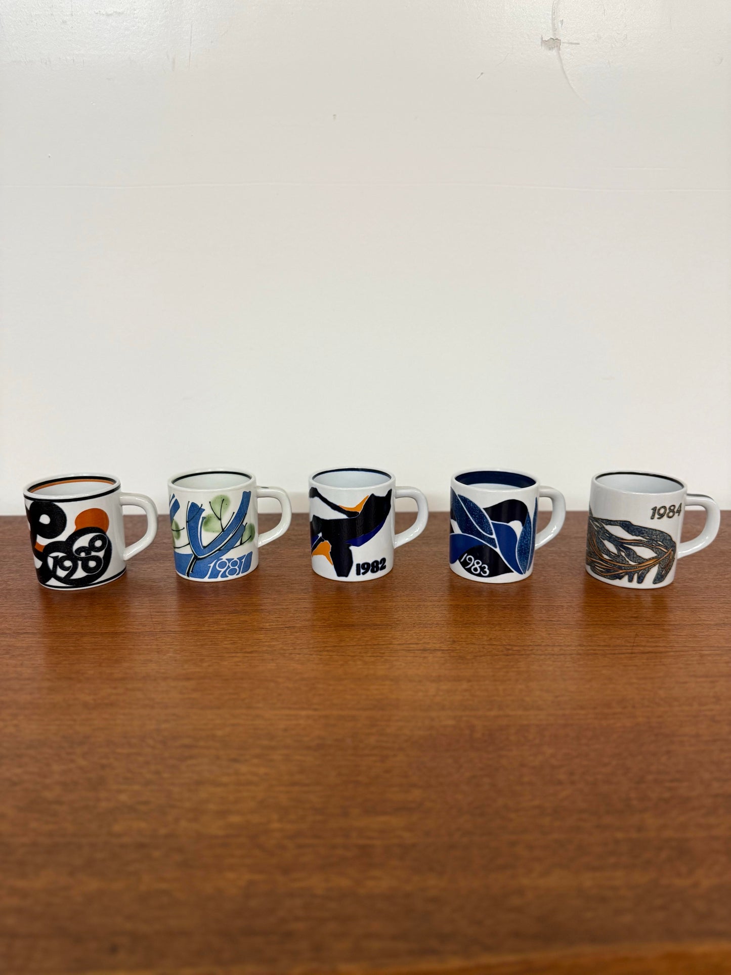 Complete Set of Royal Copenhagen Annual Mugs Small Size Years 67-14 47 Mugs Total