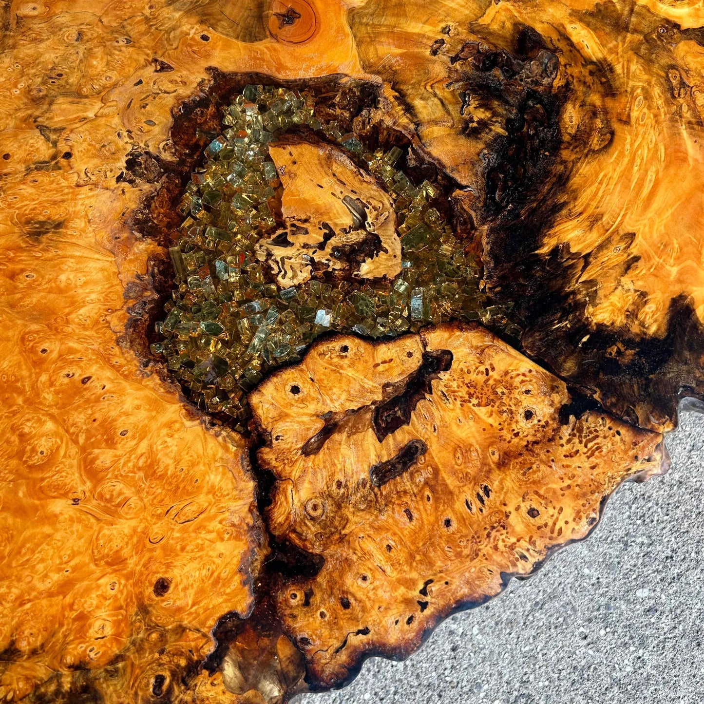 Burl Wood Root Live Edge Resin Coffee Table