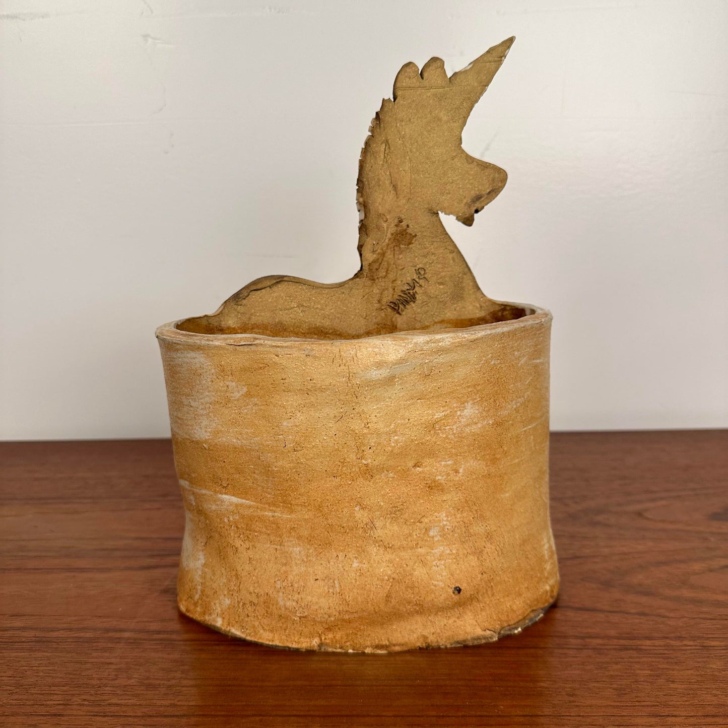 Unicorn Vessel Signed Studio Pottery
