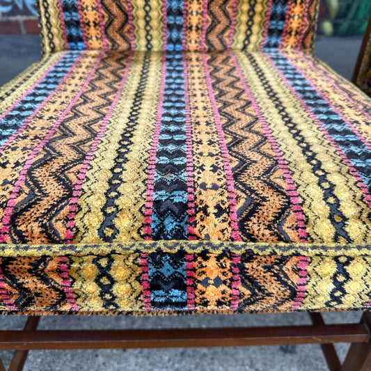 Set of 6 Walnut Founders Dining Chairs in Possible Jack Lenor Larsen Fabric