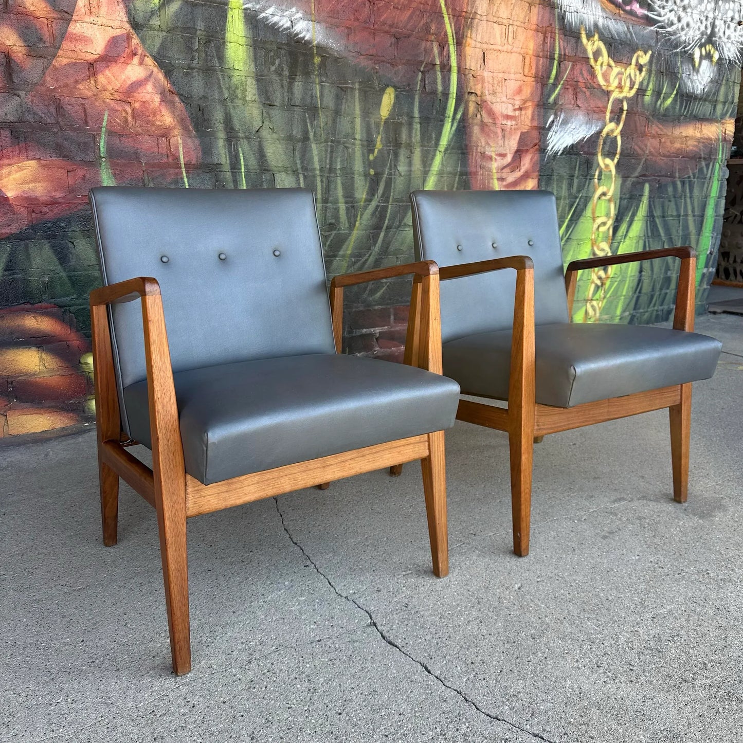 Pair of Jens Risom Walnuts Side Chairs