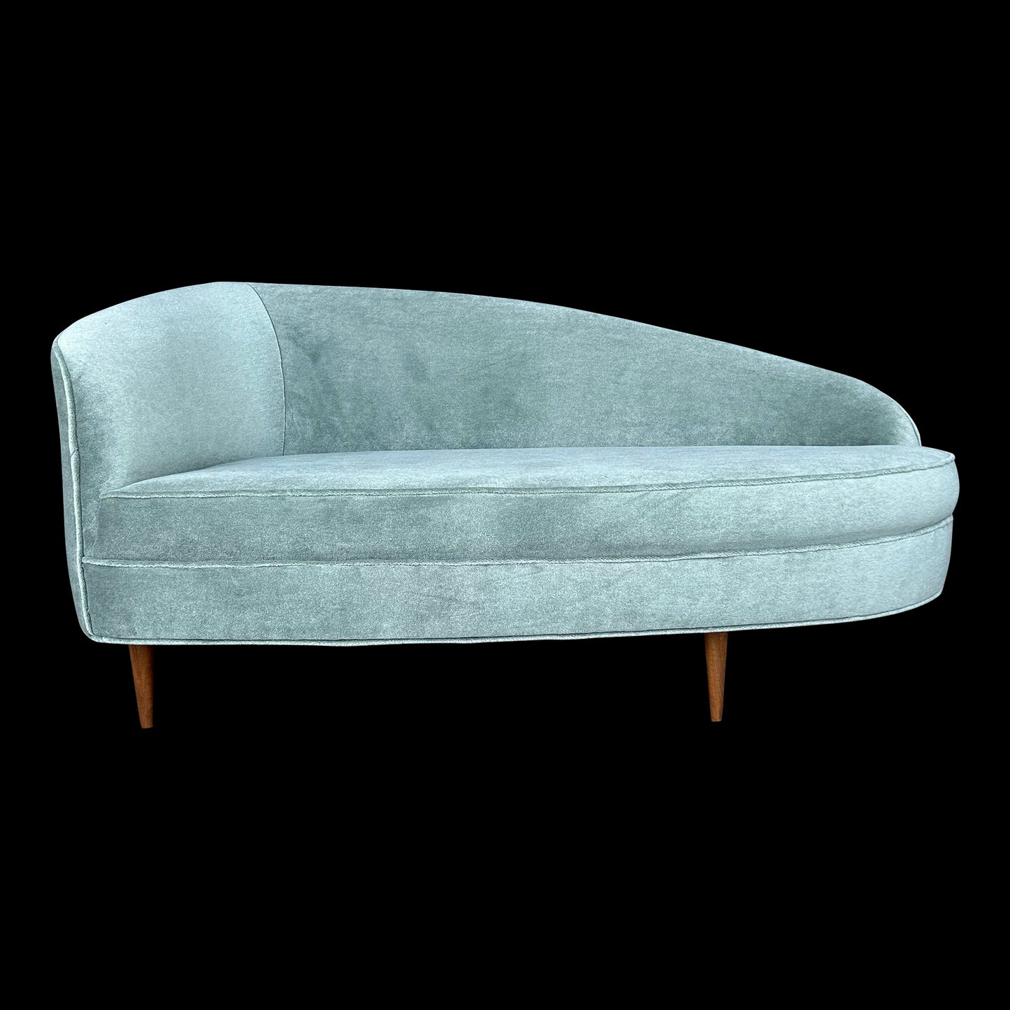 Vintage Chaise Lounge Covered in a Lush Velvet Faux Mohair Light Blue Green
