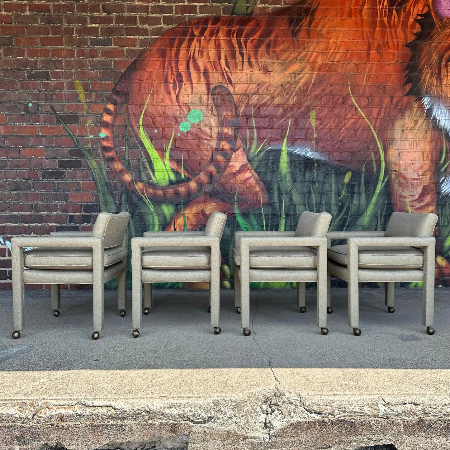 Milo Baughman for Thayer Coggin Set of 4 Chairs on Casters