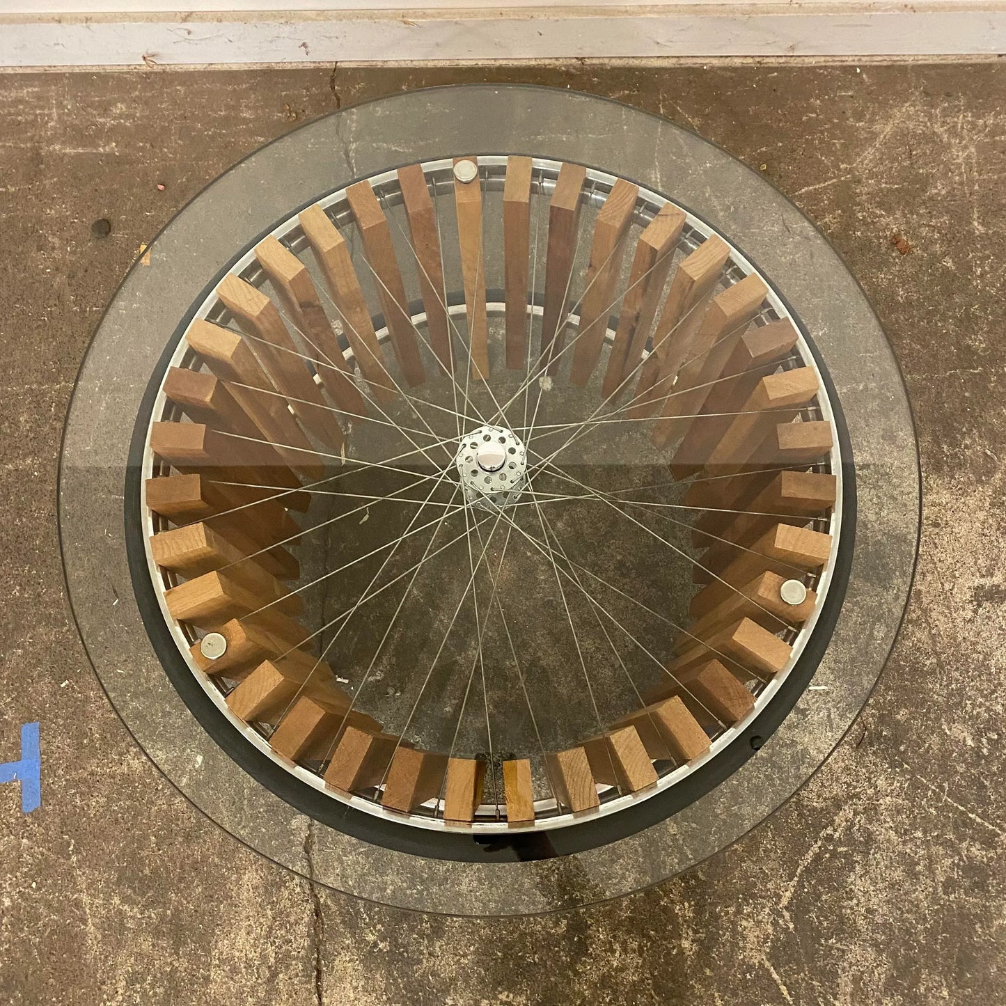 Studio Made Round Bicycle Wheel Table by K. Griesen