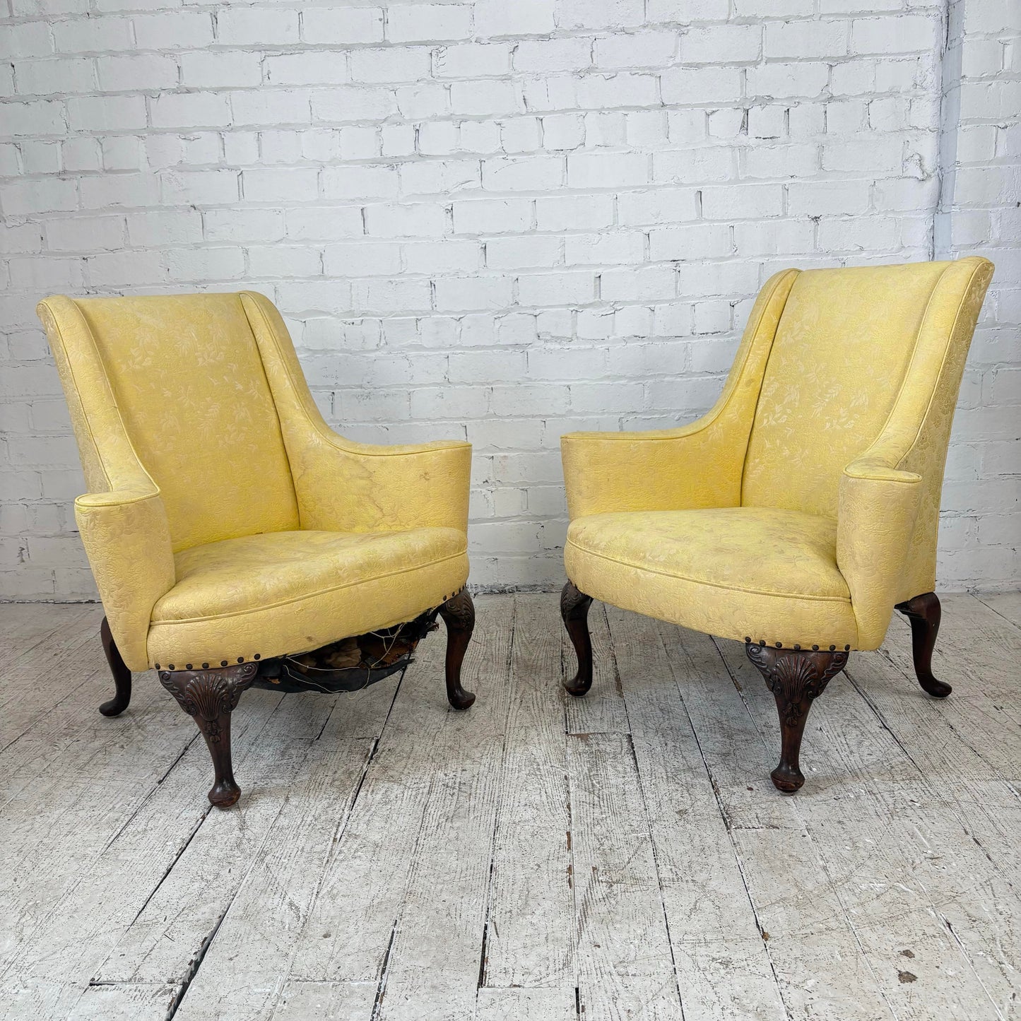 Pair of Traditional Wide Arm Antique Chairs
