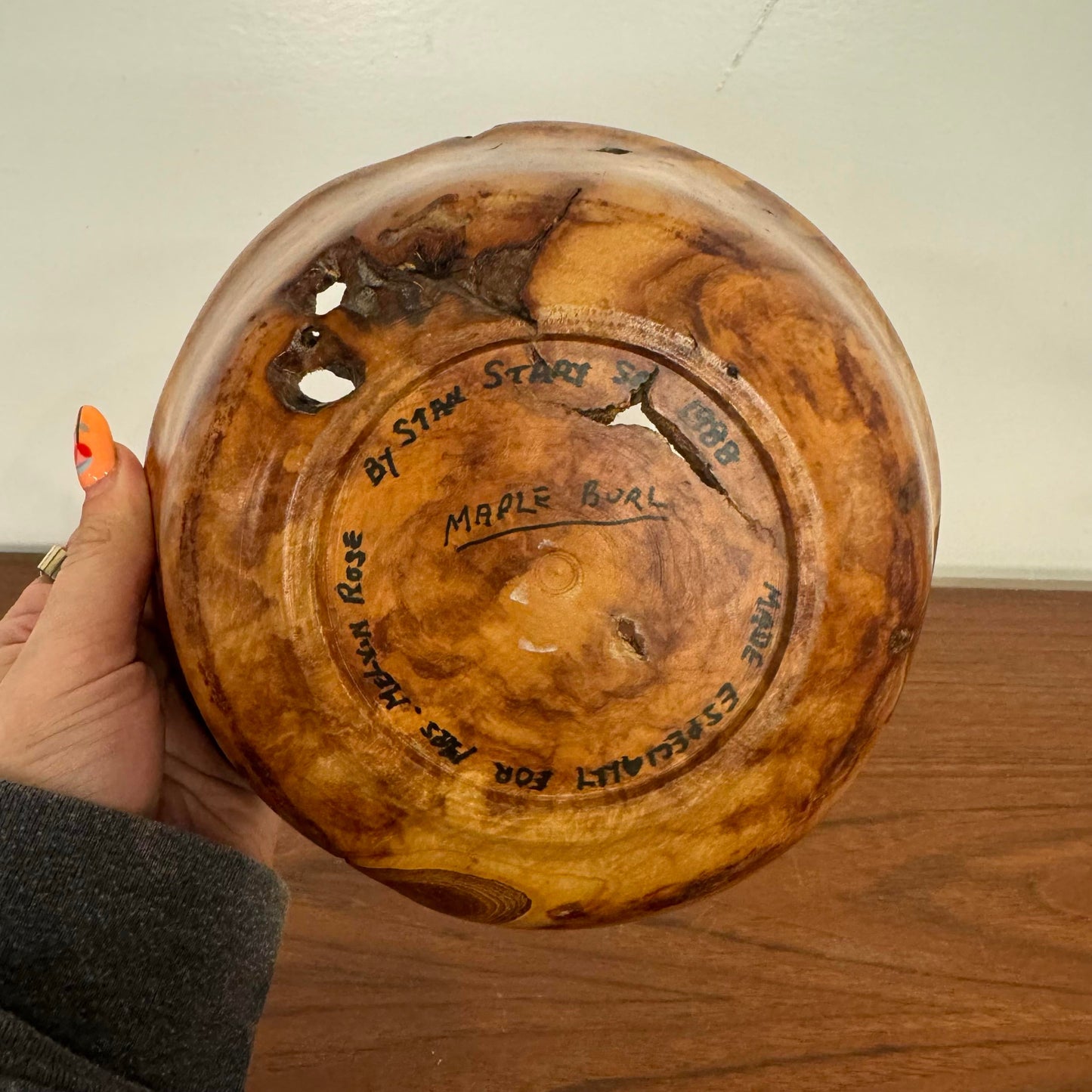 Burled Maple Wood Turn Bowl by Stan Stary for Melvin Rose