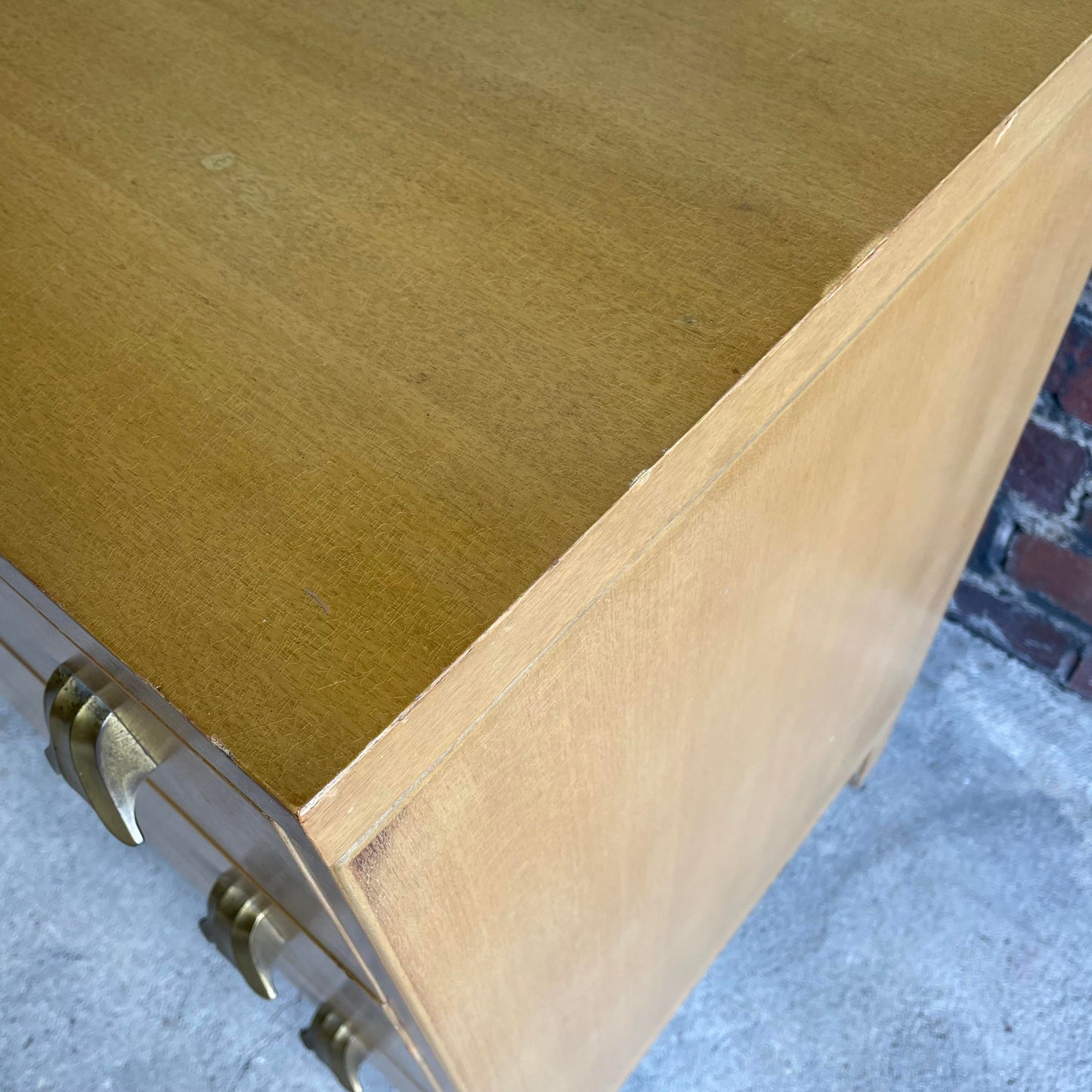 Mid Century Modern Widdicomb 3 Drawer Chest Cabinet With Brass Pulls