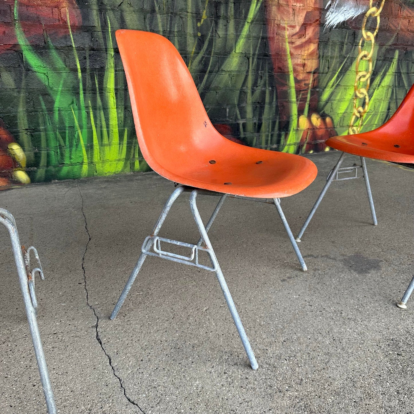 Orange Eames Shell Chairs for Herman Miller
