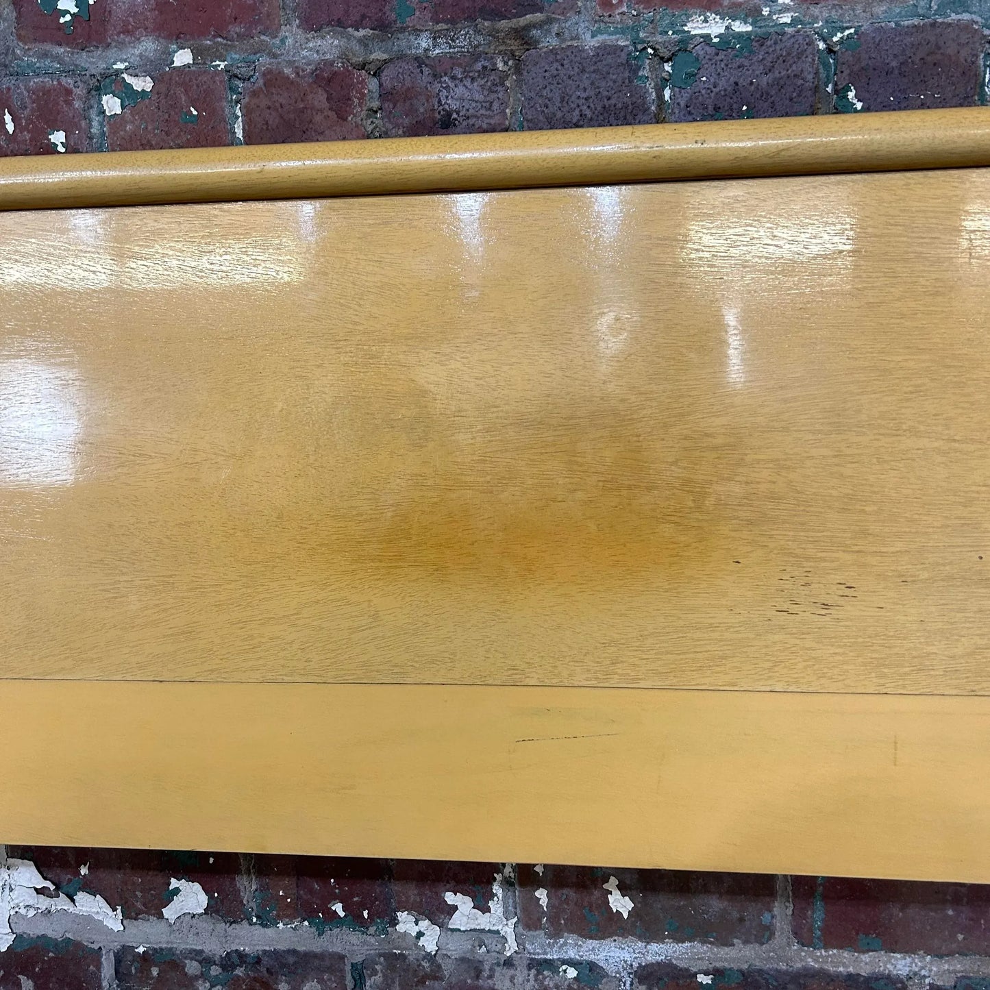 Unique Mid Century Modern Blonde Wood Full Size Headboard and Footboard