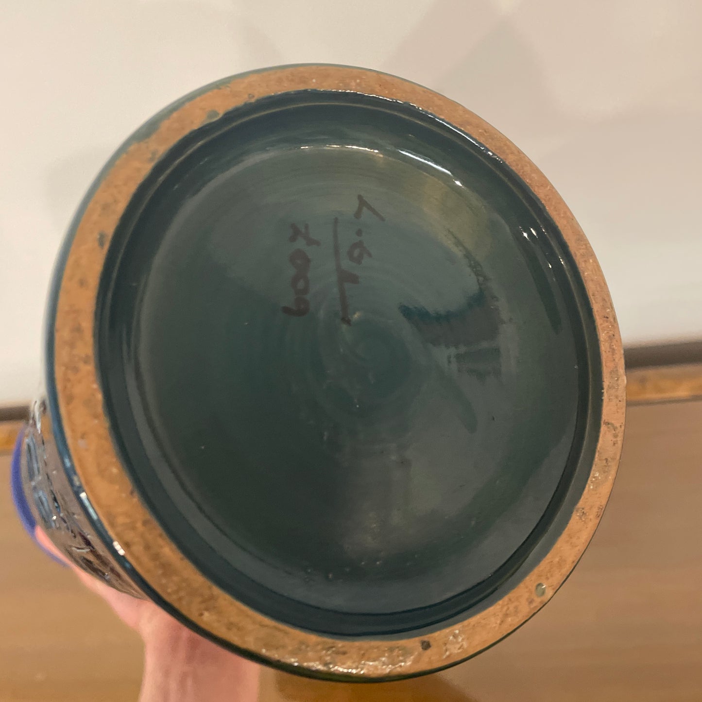 1950s Mid-Century Blue Italian Vase Bittosi or Aldo Lundi Style