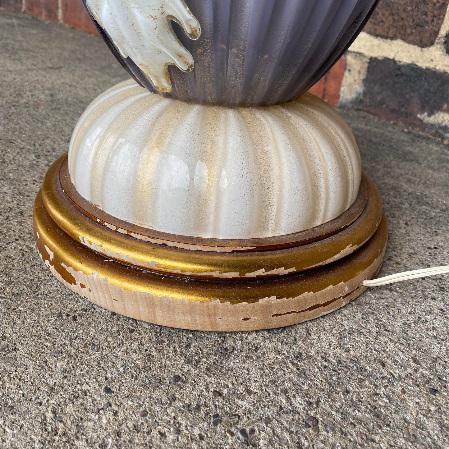 Mid-Century Modern Purple Murano Glass Table Lamp