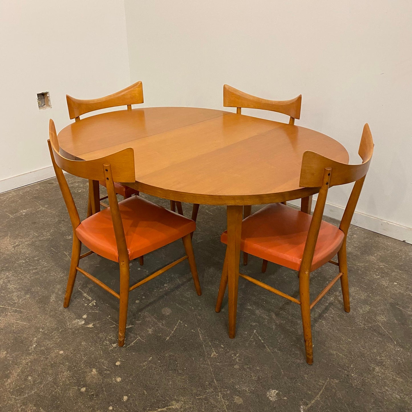 1950s Paul McCobb Planner Group Dining Table and Chairs with One Leaf - 6 Pieces