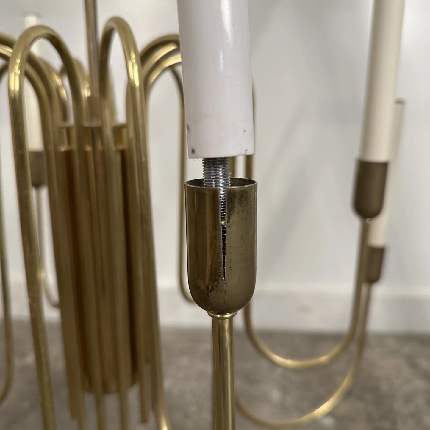Mid Century Modern Tommi Parzinger Style Brass Chandelier by Lightolier