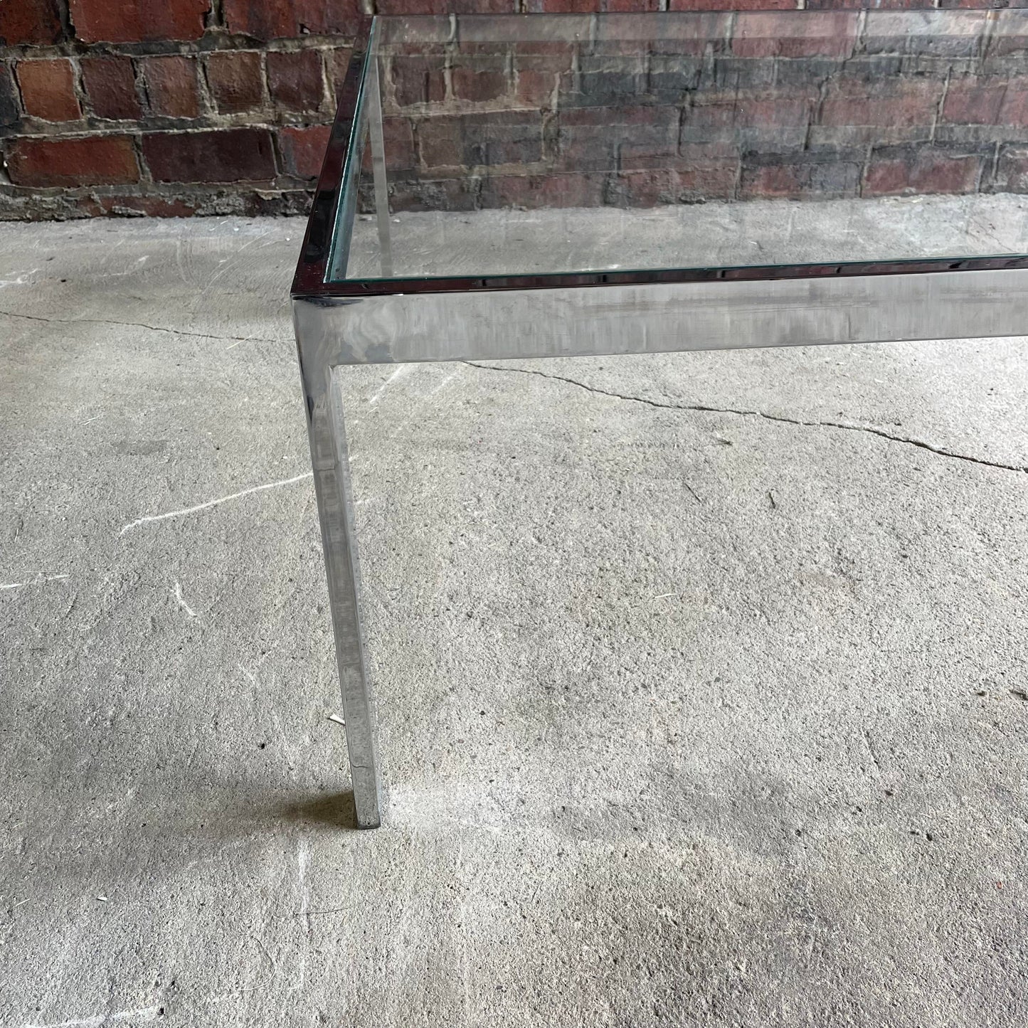 Vintage Chrome Square Coffee Table Milo Baughman Style.