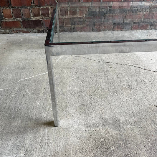 Vintage Chrome Square Coffee Table Milo Baughman Style.