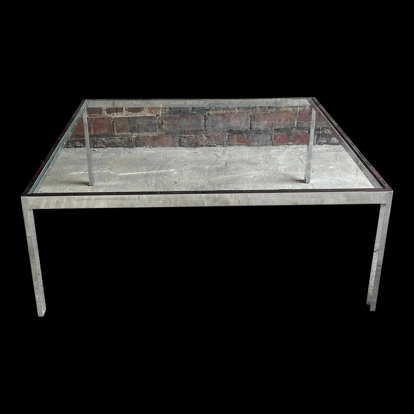 Vintage Chrome Square Coffee Table Milo Baughman Style.