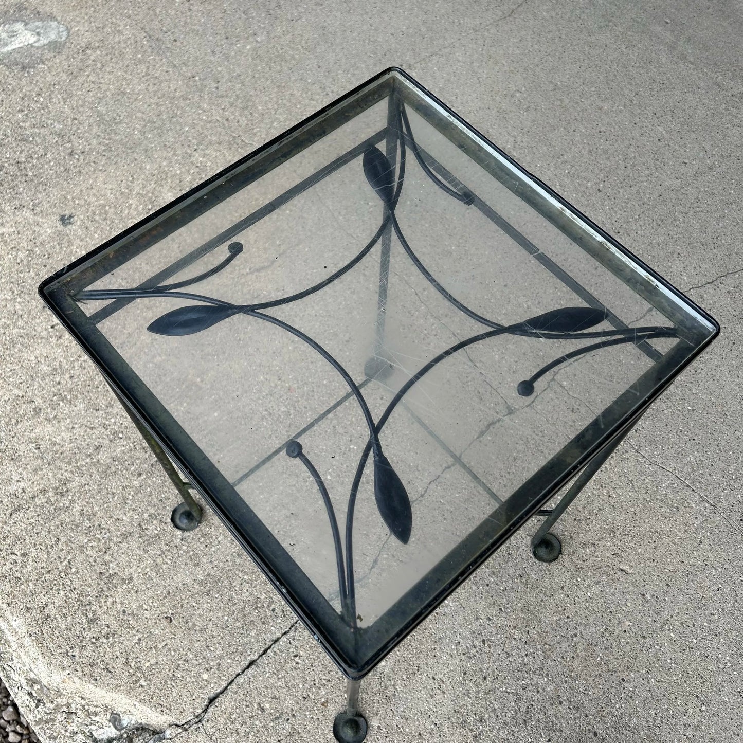1950s Salterini Outdoor Patio Iron Tall Side Table, Attributed