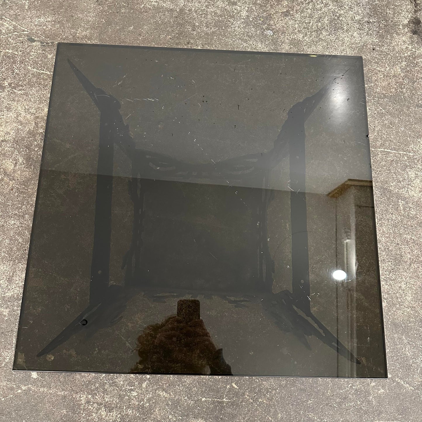 Brutalist Whimsical Torch Cut Side Table Smoked Glass Sculpted Metal
