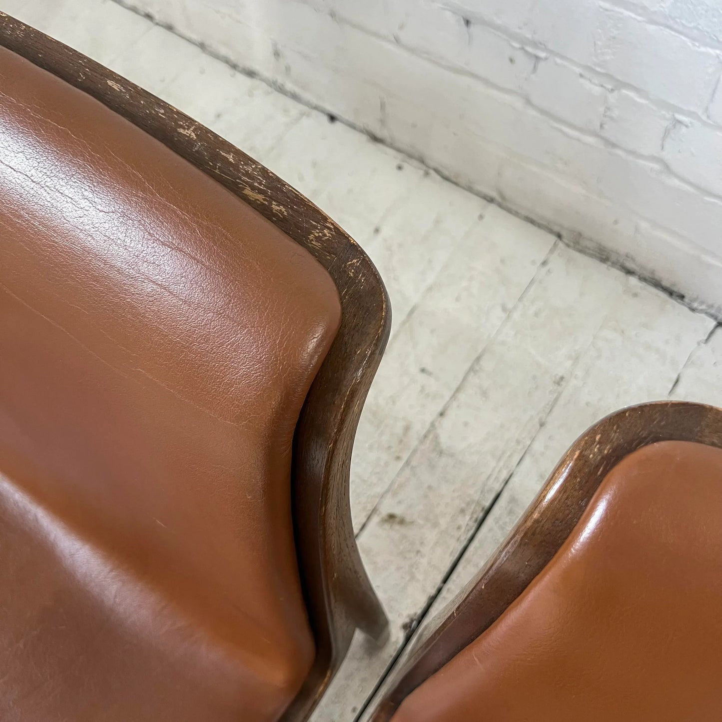 Set of 4 Bill Stephens for Knoll Leather Bentwood Chairs