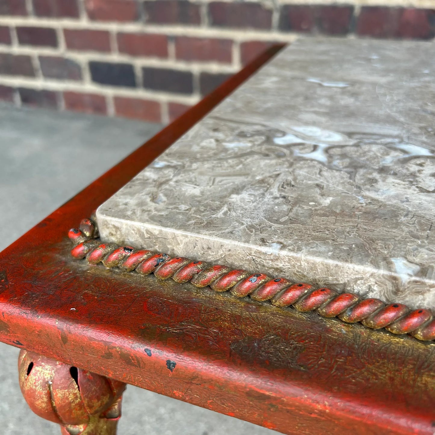 Louis Katona Iron and Marble Coffee Table Art Deco