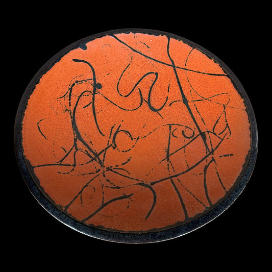 Stephen Fabrico Signed Ceramic Charger / Footed Bowl – Iridescent Glaze – Wall Hanging