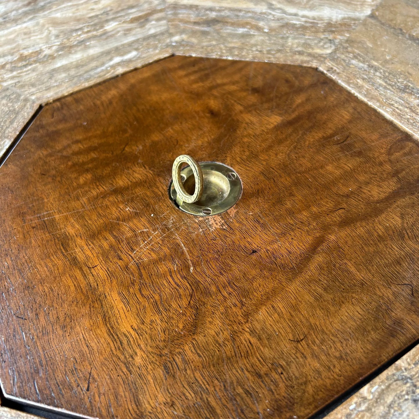 Octagonal Marble Top Game Table Possibly Harvey Probber Hidden Compartment