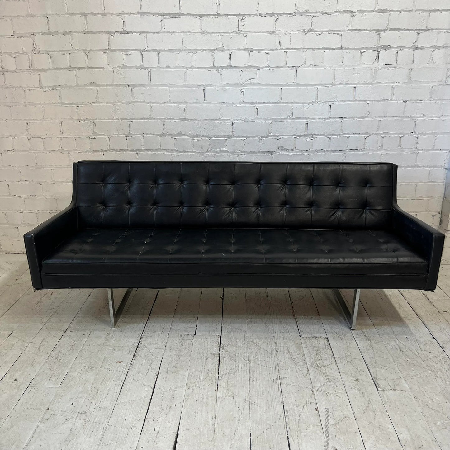 Prestige Leather Sofa With Chrome Legs