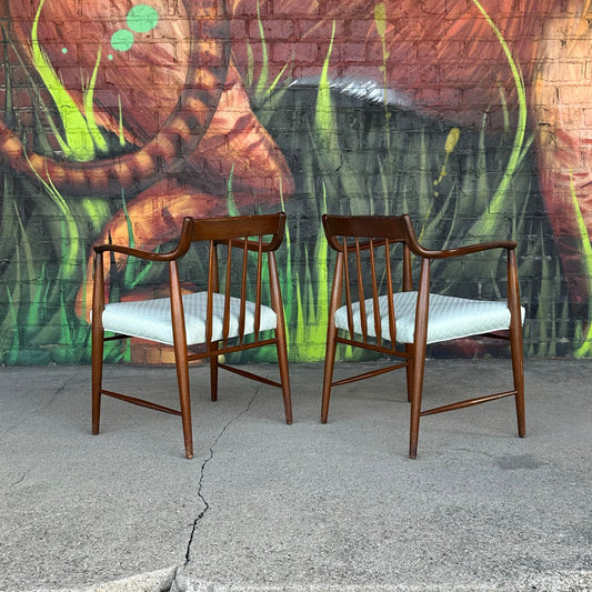 Pair of American Walnut Armchairs by Heritage Henredon