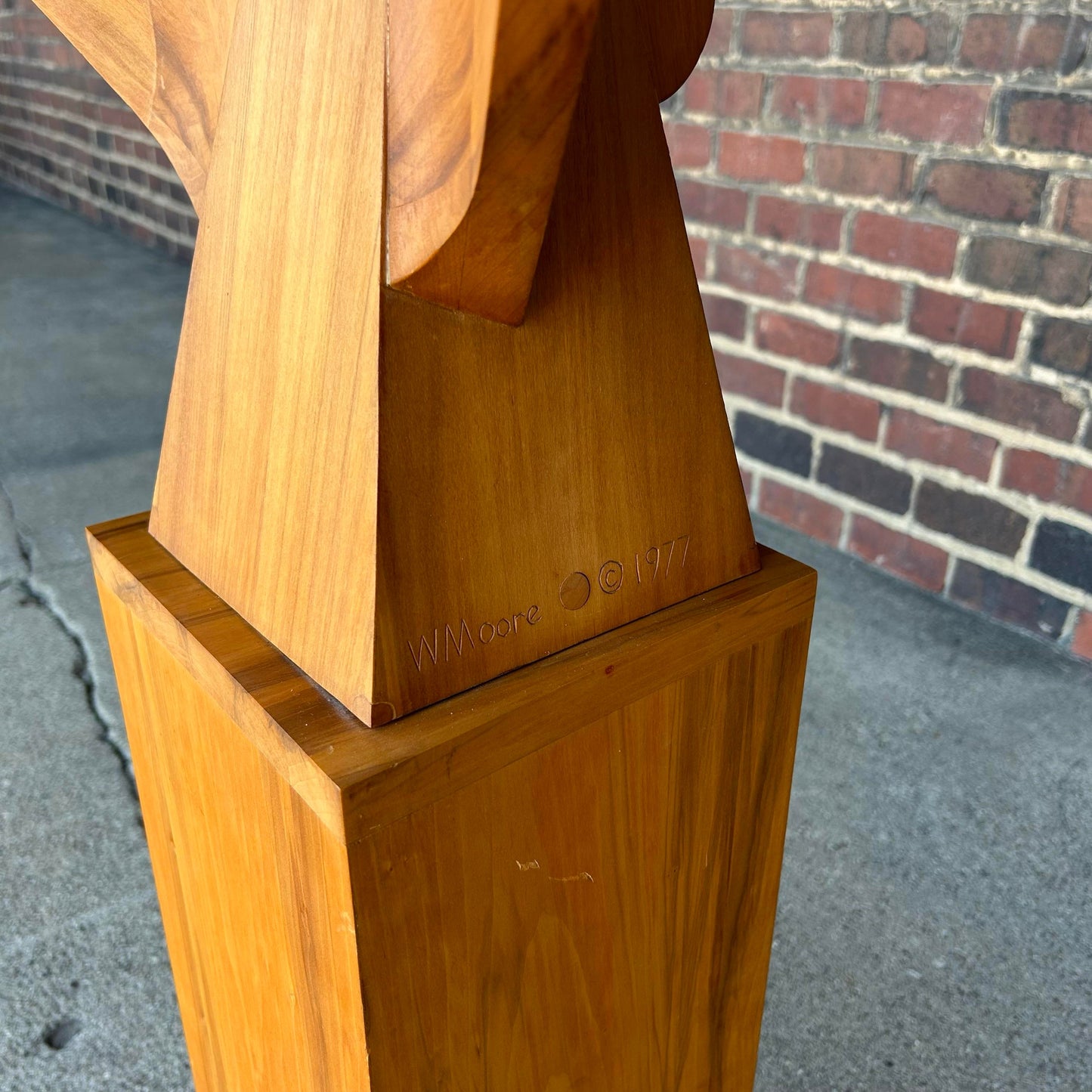 Wooden Sculpture by W. Moore 1977 “#7 Seated Figure”