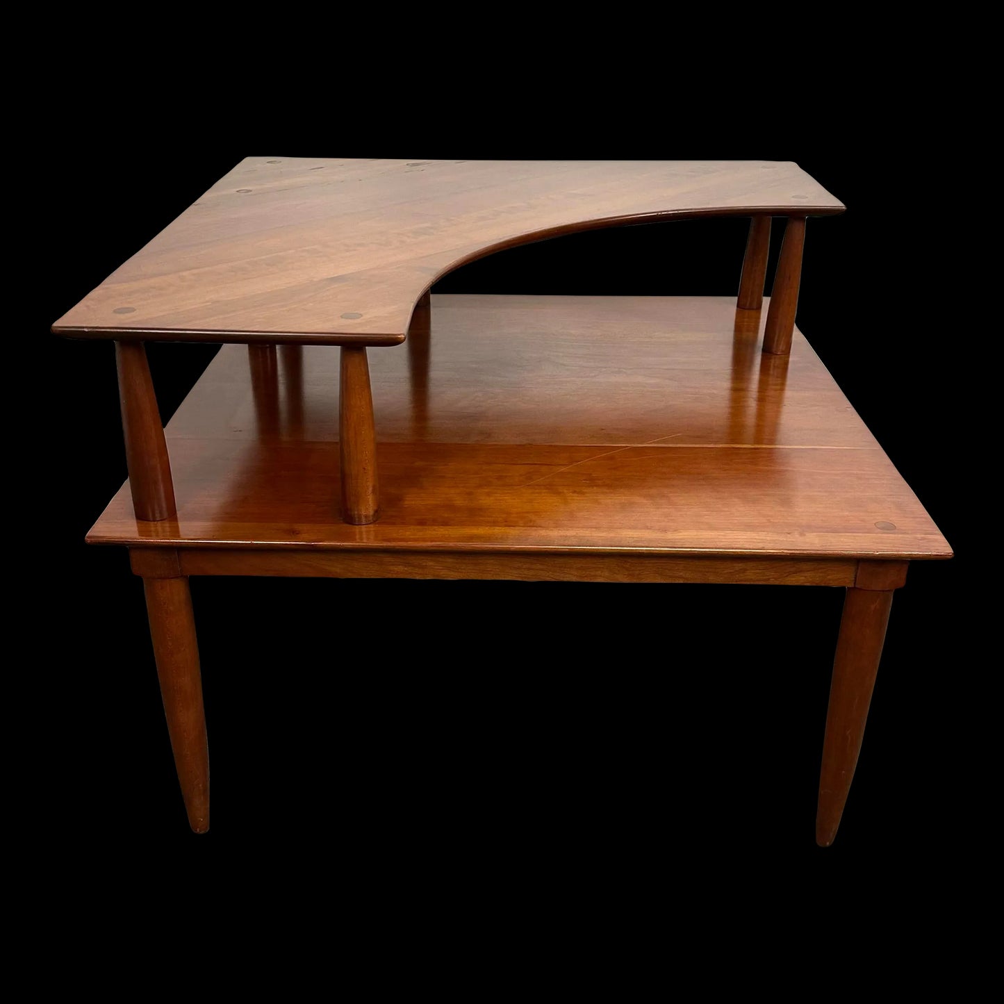 Willett Furniture Solid Cherry Two-Tier Corner Side Table