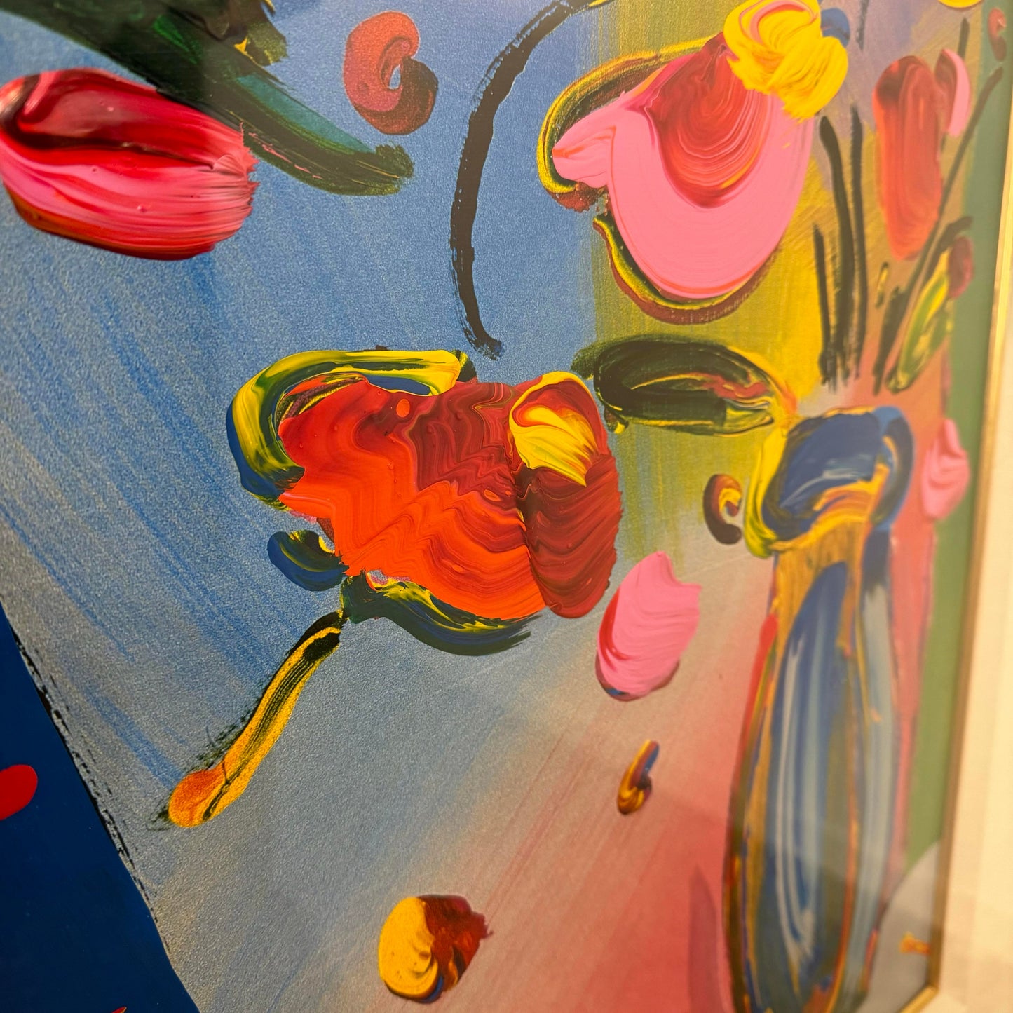 Peter Max, Faciliti-Link: Flowers, Mixed Media Painting With Acrylic and Lithography on Paper