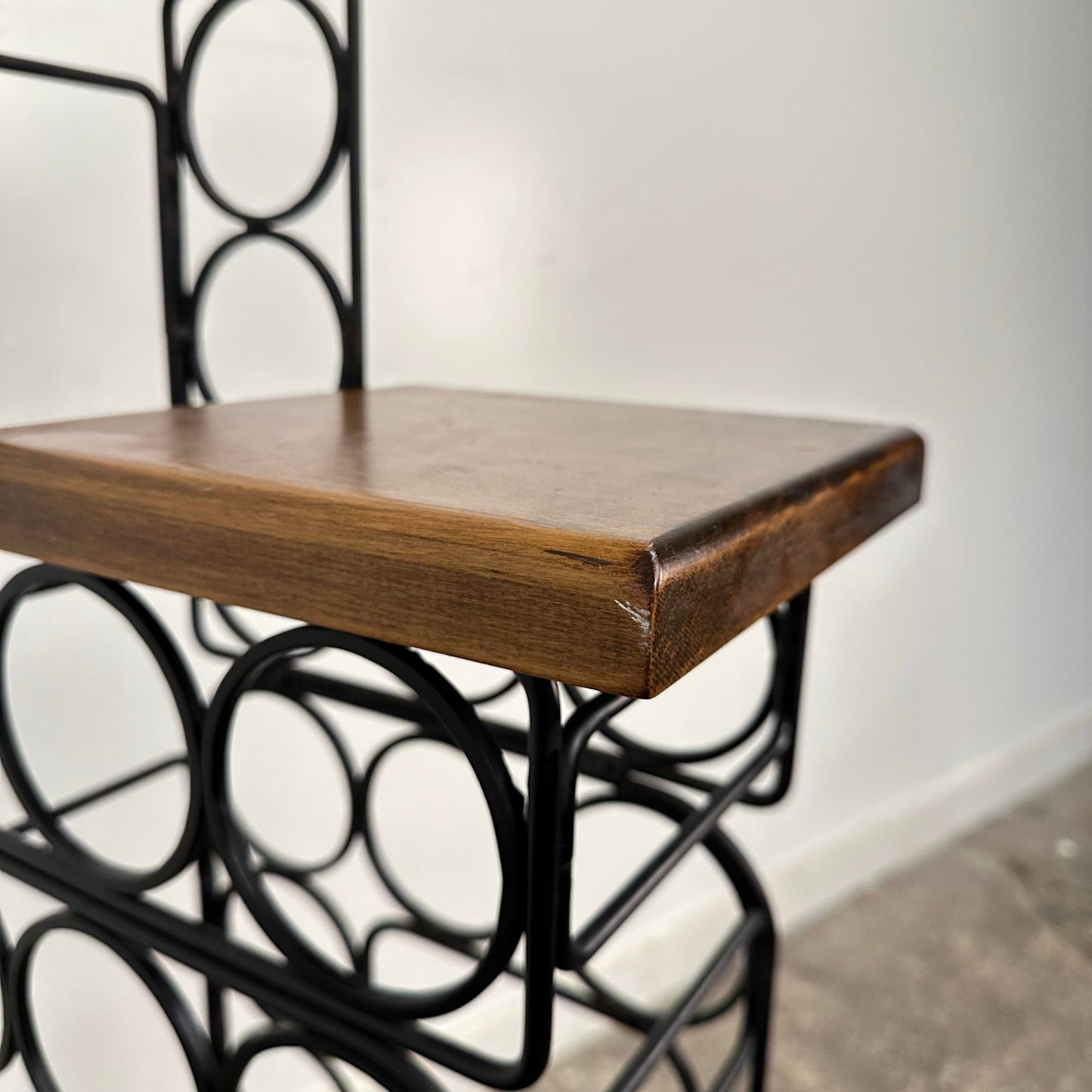 Arthur Umanoff Style Iron & Wood Wine Rack