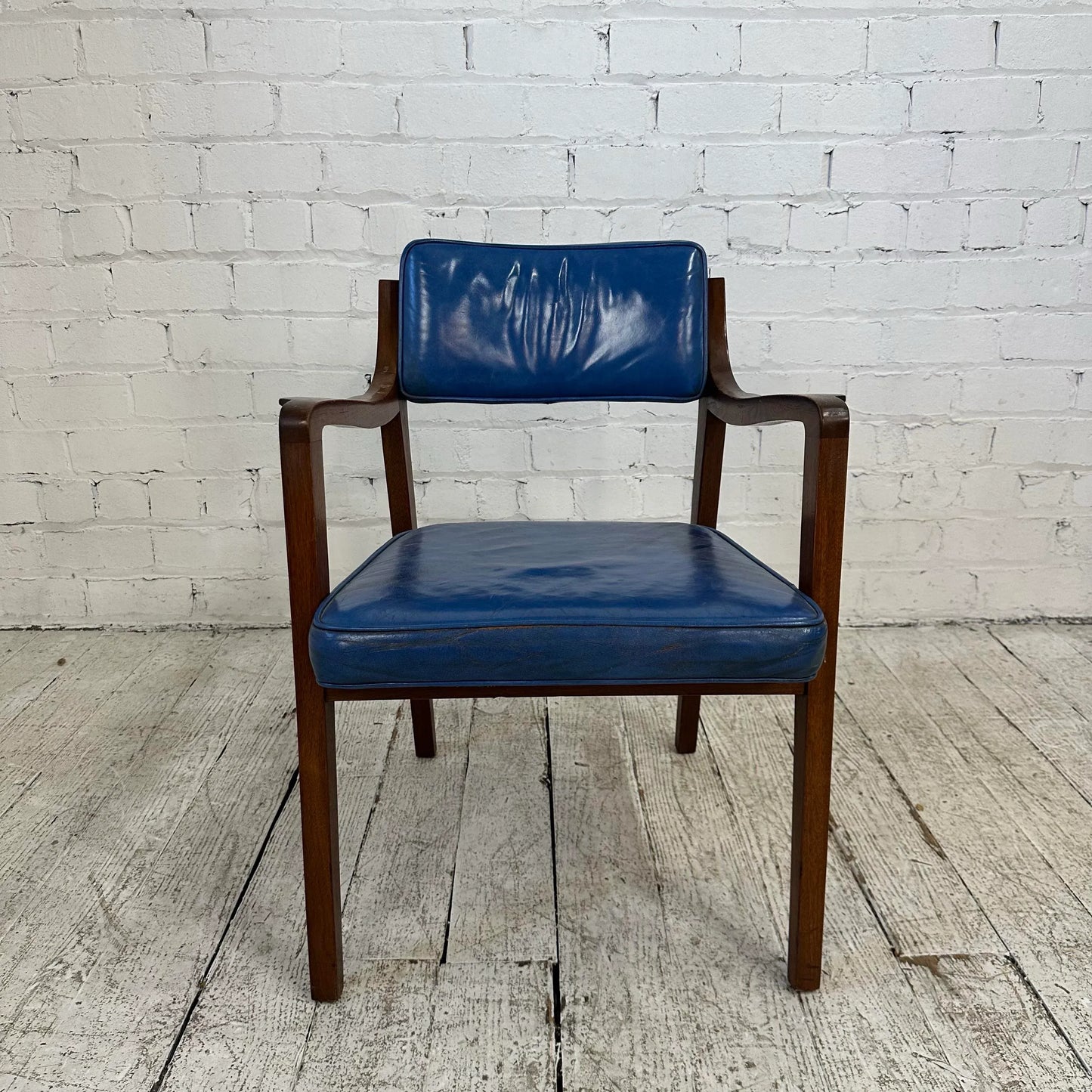 Blue Leather Dunbar Chair
