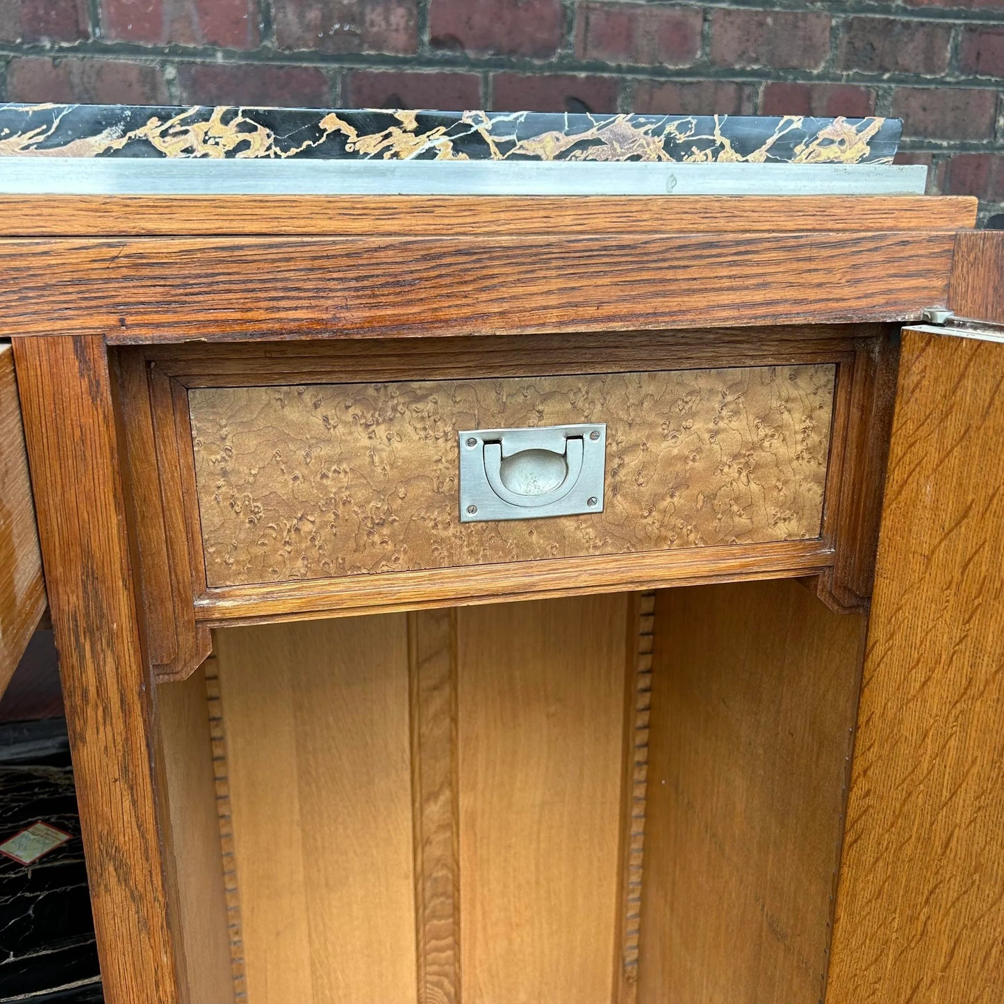 Early 20th Century Rosewood and Marble Bar by Jules Cayette