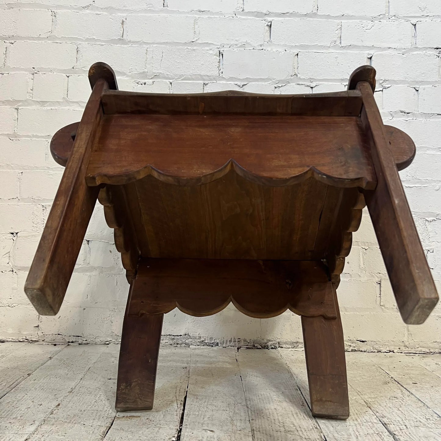 Folk Art Wooden Chair With Great Lines and Shape.