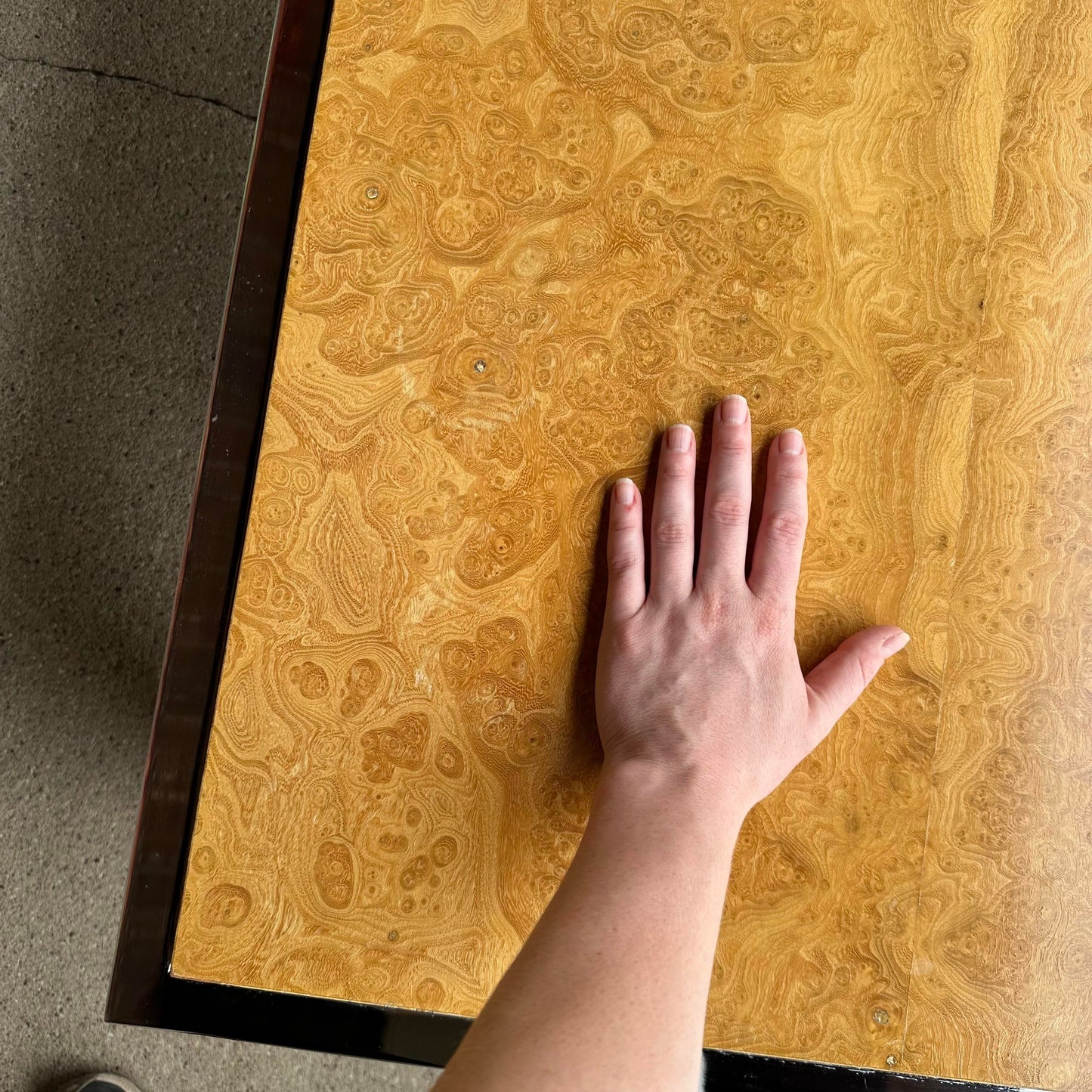 Milo Baughman for Thayer Coggin Olive Wood Burl and Chrome Coffee Table