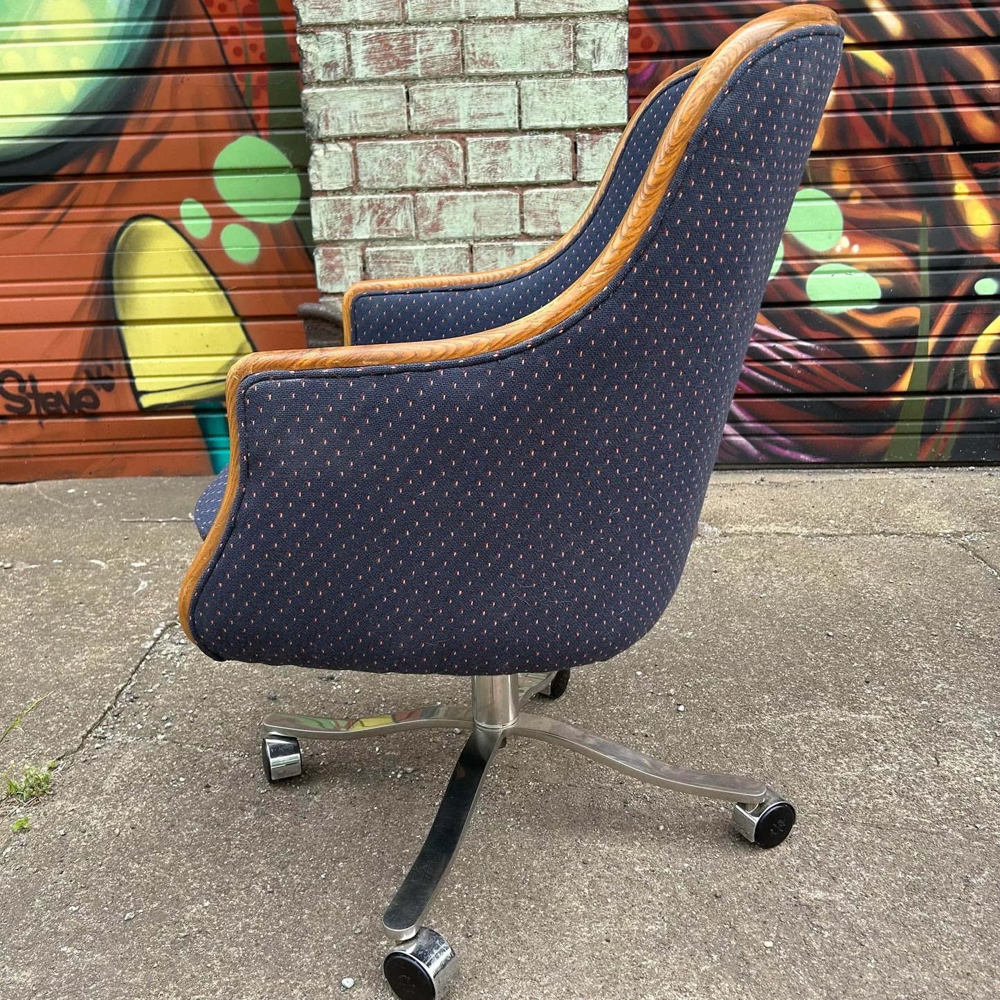 Set of 5 Ward Bennet Office Chairs Bentwood Stainless Polished Base