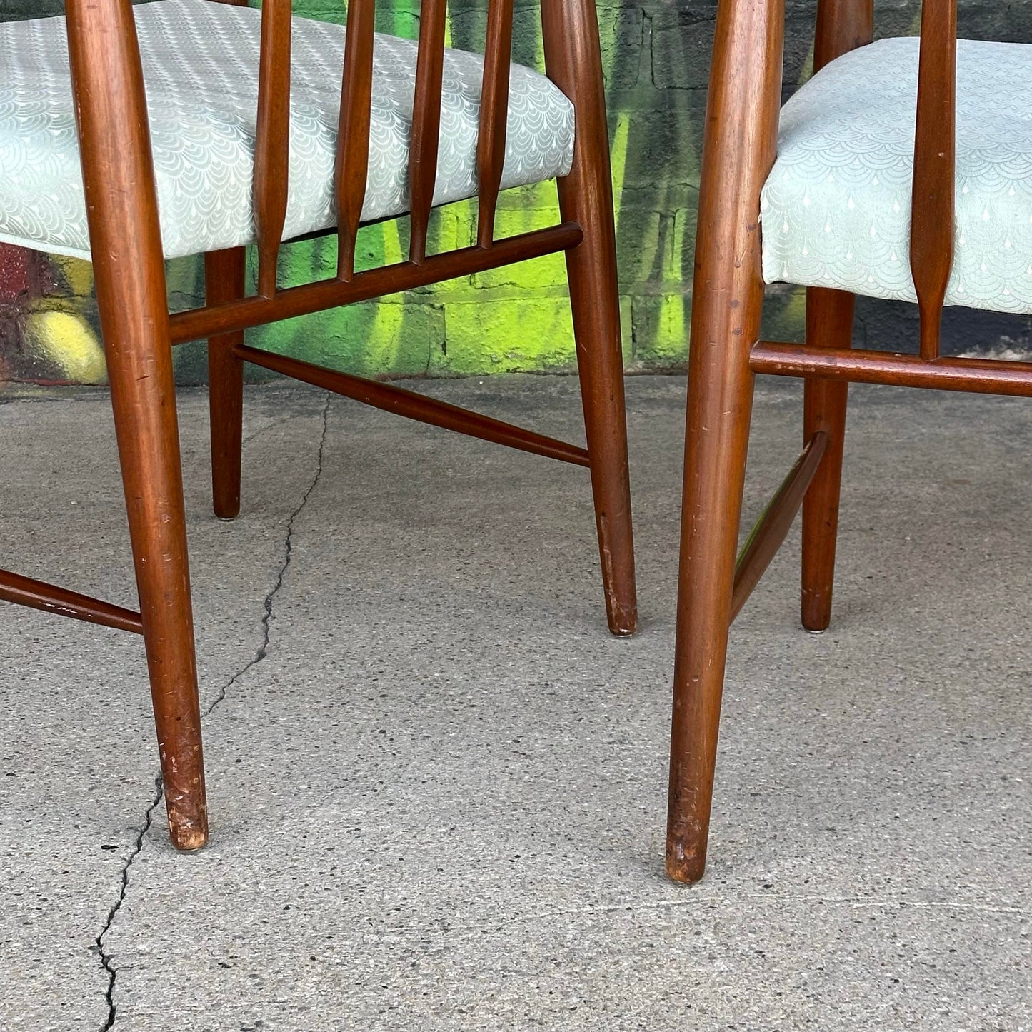 Pair of American Walnut Armchairs by Heritage Henredon